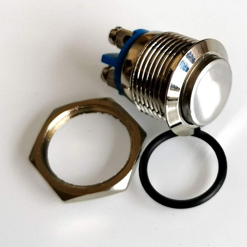 Gebildet 5pcs 16mm 5A 12V/24V/125V/250VAC momentary button screw terminals stainless steel metal waterproof button (high head) 16mm high head momentary screw type