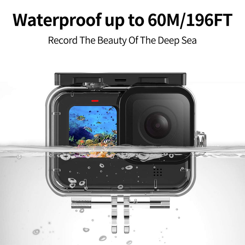 Waterproof Housing Case, hongdak Underwater Protective Case Shell with Bracket Accessories, Housing Case Diving 60 Meter for Go Pro Action Camera (for Gopro Hero 9/10) for Gopro hero 9/10