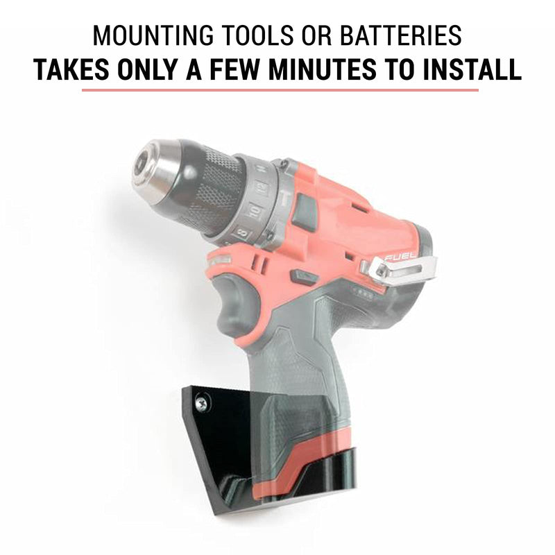 Spartan Mount Wall Hook for Milwaukee M12 Tools Left - 12 Volt Power Tool Holder, High Strength Low Profile Bracket, Convenient Easy Access Garage Organization