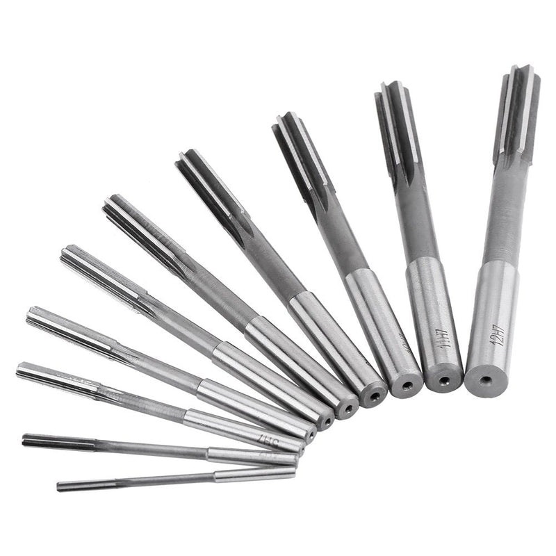 Machine reamer set, 10pcs HSS H7 straight flute reamer machine cutter milling tool 3/4/5/6/7/8/9/10/11/12mm, high accuracy and long service life