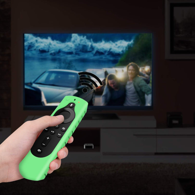 CaseBot Remote Case for Fire TV Stick 4K Max/Fire TV Stick (2nd and Later) / Fire TV Stick Lite/Fire TV Cube - Anti-Slip Silicone Cover for Alexa Voice Remote (2nd Gen and 3rd Gen), Green-Glow Green Glow in the Dark