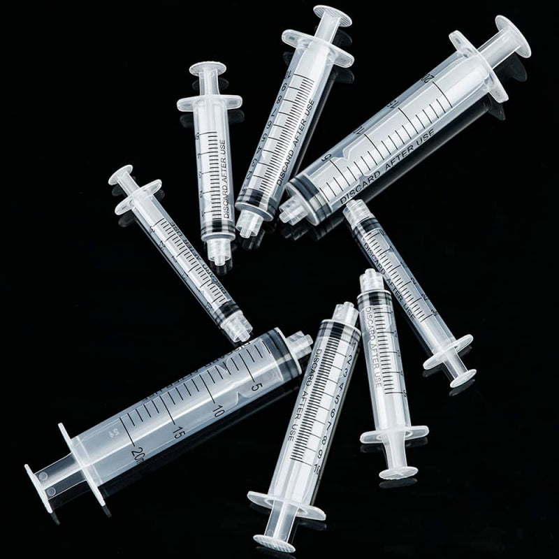 Plastic Syringe Luer Lock With Measurement No Needle for Scientific Labs Liquid Measuring, 20ml 10pcs