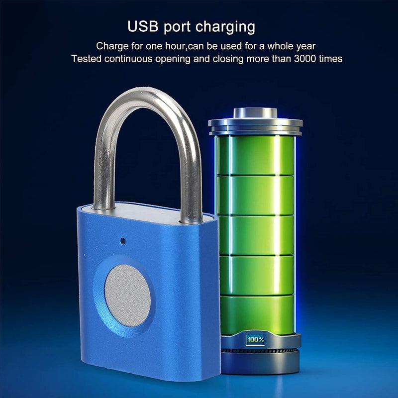 Fingerprint Gym Lock [2-Pack, Blue & Red] eLinkSmart Mini Fingerprint Padlock, Colourful Metal Keyless Thumbprint Lock for Luggage, School Bag, Toolbox, Gym Locker R+B