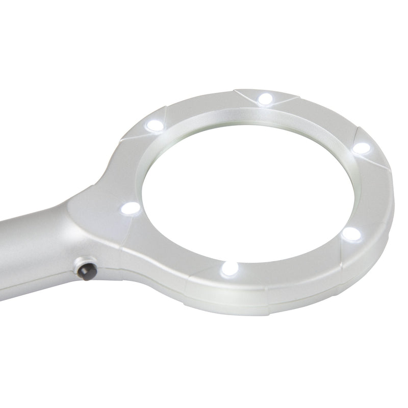 Stalwart 75-MAG1001 Magnifying Glass with LED Light, Lightweight Handheld Lighted 4X Magnifier, 8.25" x 3.4" x 0.9", Silver