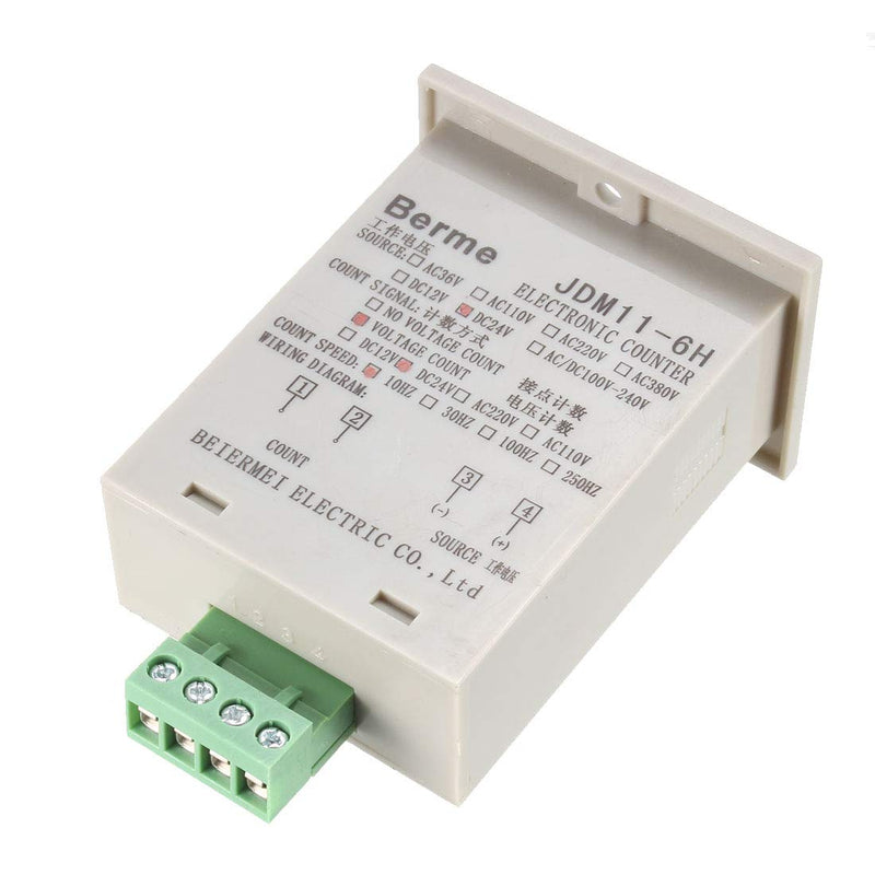 uxcell JDM11-6H Resettable 0-999999 LED Display Panel Digital Counter DC 24V