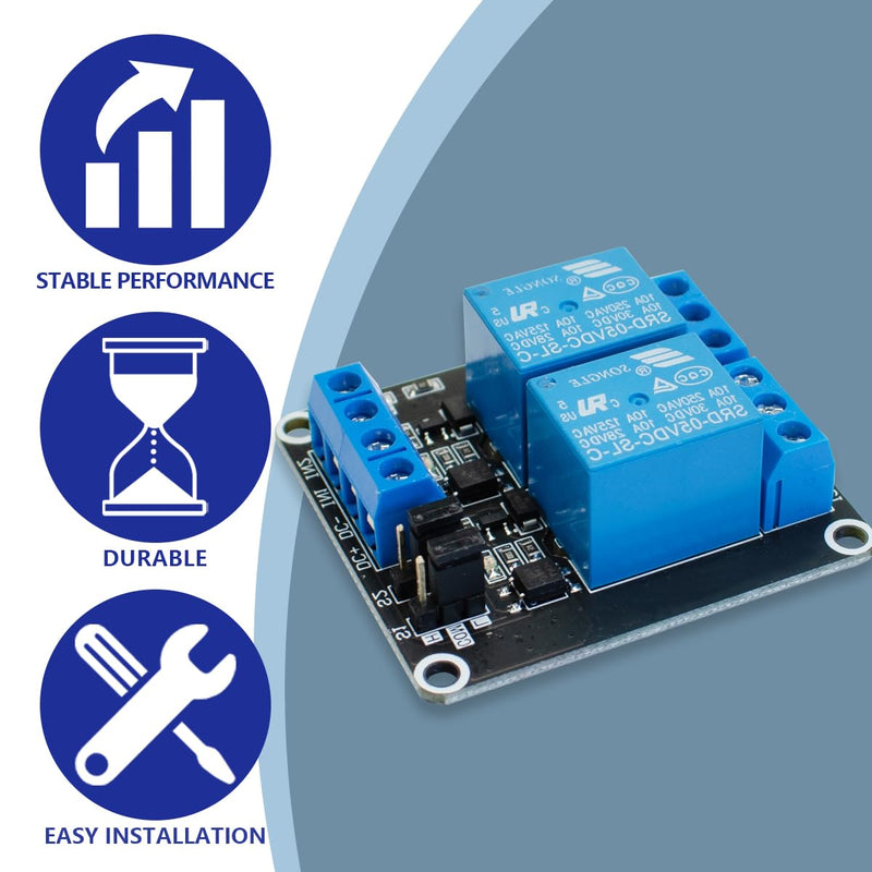 Innfeeltech 6pcs DC 5V Relay Module 2-Channel Relay with Optocoupler High or Low Level Trigger Expansion Board 6pcs 2-Channel
