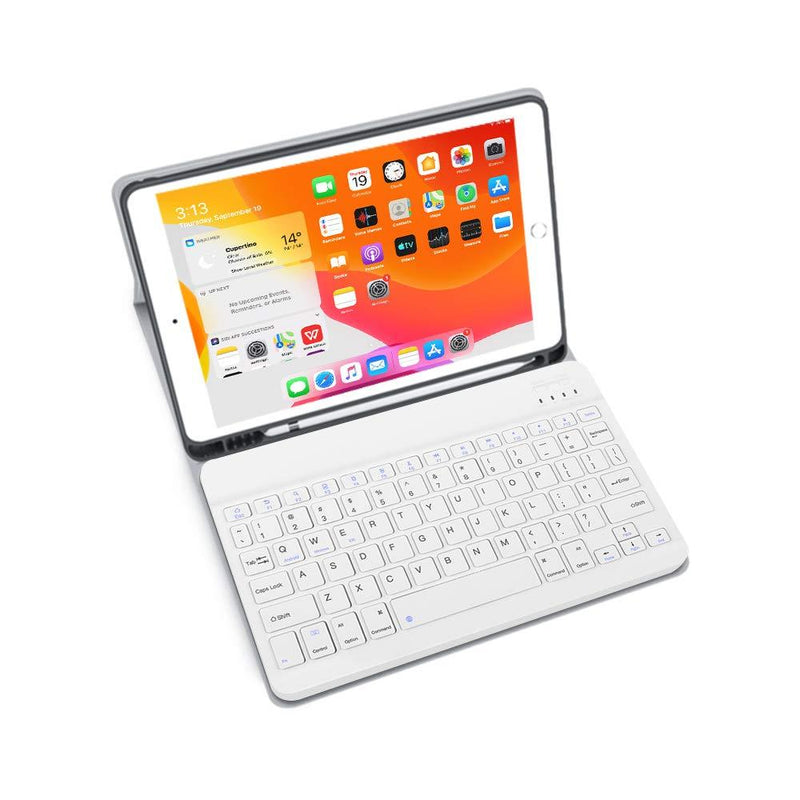 XIWMIX Ultra-Slim Wireless Bluetooth Keyboard - Universal Rechargeable Bluetooth Keyboard Compatible with iPad Pro/iPad Air/iPad 9.7/iPad 10.2/iPad Mini and Other iOS Android Windows Devices white