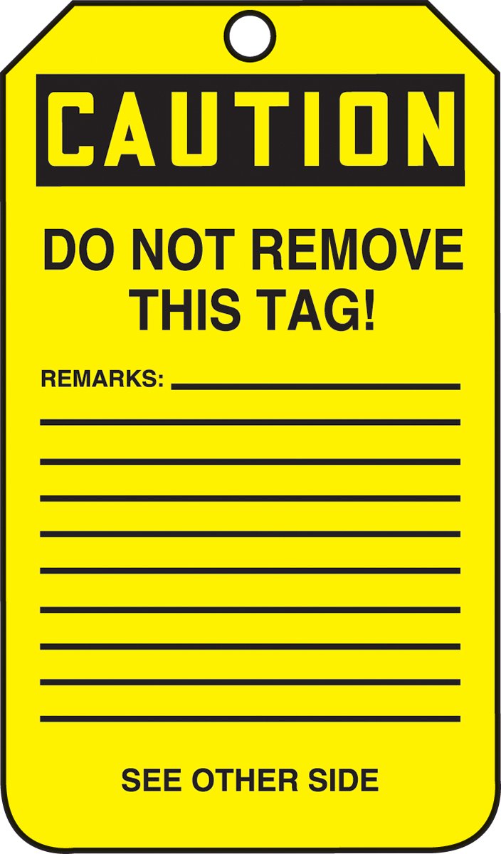 Accuform MDT619CTM PF-Cardstock Safety Tag, Legend"Caution Out of Order", 5.75" Length x 3.25" Width x 0.010" Thickness, Black on Yellow (Pack of 5)