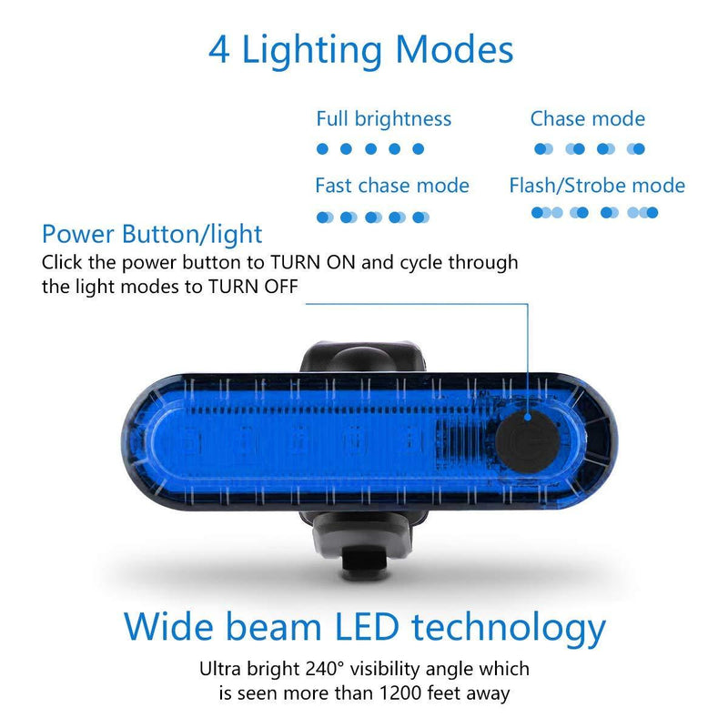 Volcano Eye Blue Rear Bike Tail Light 2 Pack, Ultra Bright USB Rechargeable Bicycle Taillights, High Intensity Led Accessories Fits On Any Road Bikes,Helmets. Cycling Led Safety Lights (Blue-2 pieces)