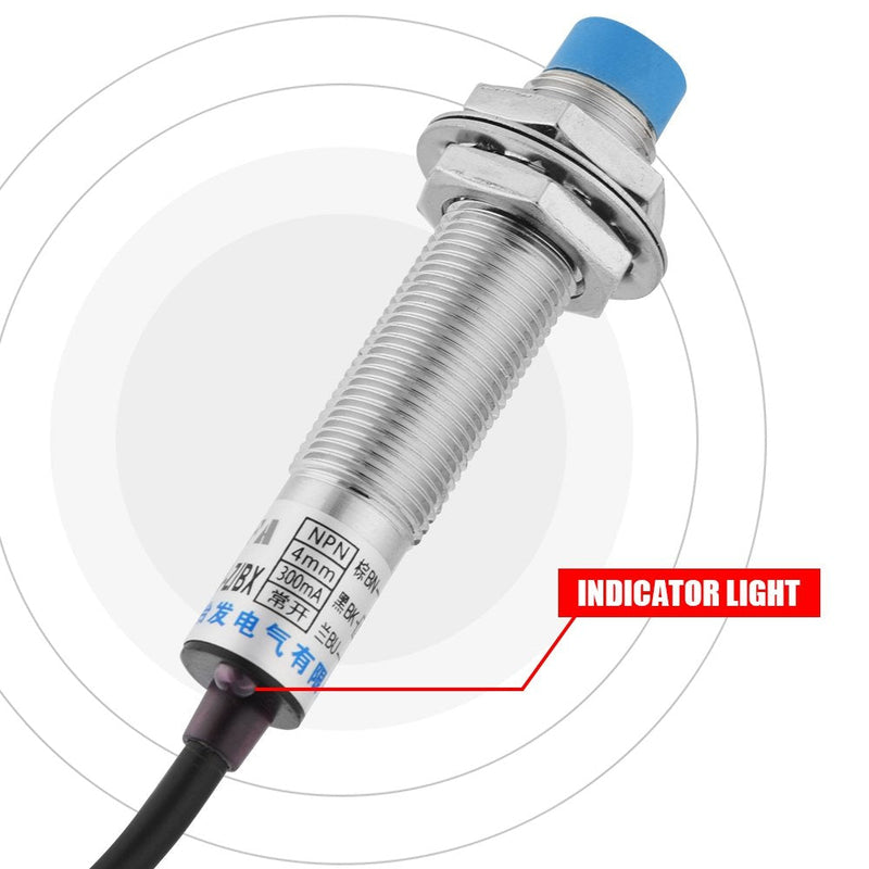 Inductive Sensor, LJ12A3-4-ZBX DC 3 Wire NPN 6-36V M12 Inductance Proximity Approach Switch for 3D Printer