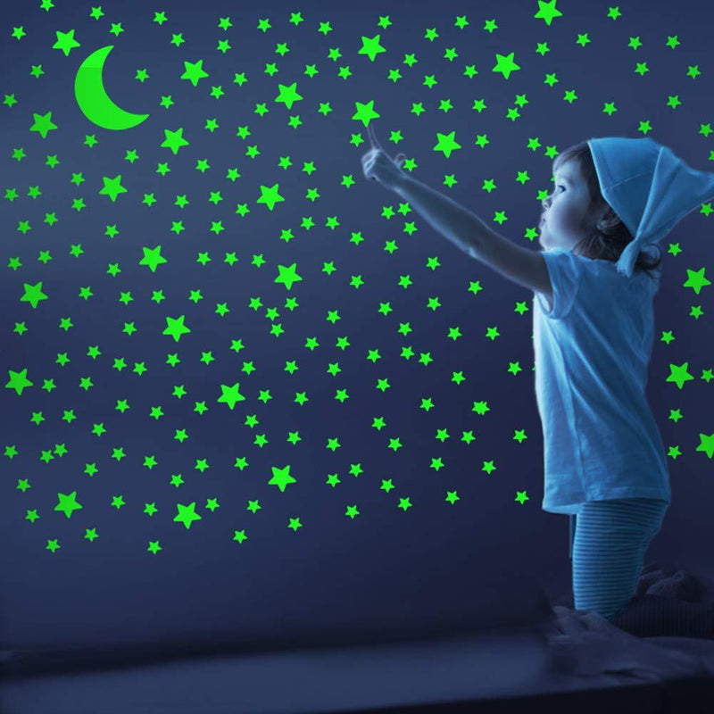 FFL DREAMS Glow in The Dark Stars and Moon, Realistic No Dots No Squares Set. 338 Star Shaped Stickers and Moon, Luminous Adhesives for Room, Wall, Bedroom, Light up Your Ceiling and Living Room