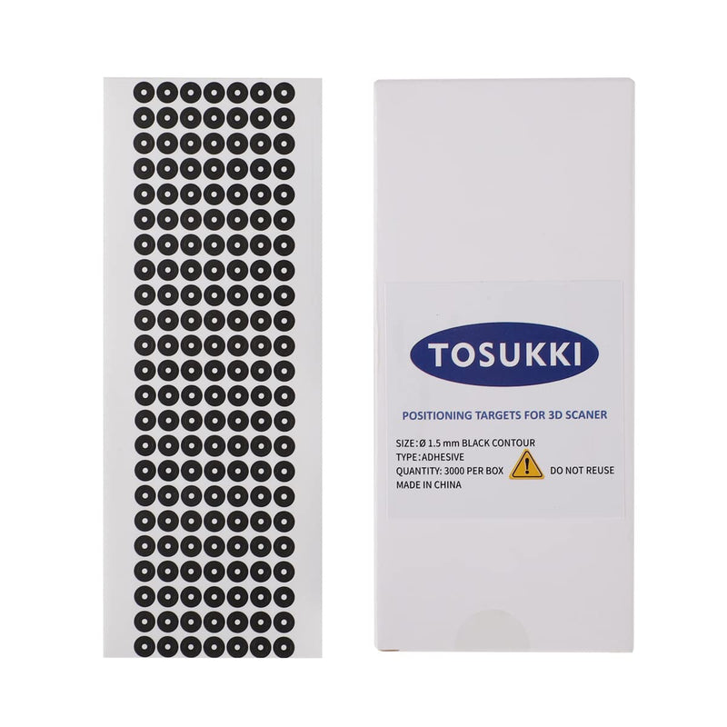 TOSUKKI 3mm/1.5mm/0.8mm/0.4mm Positioning Targets for 3D Scaner,Reference Point Markers/Reflection Markers for 3D Scaning（3000 PER Box） Ø3mm