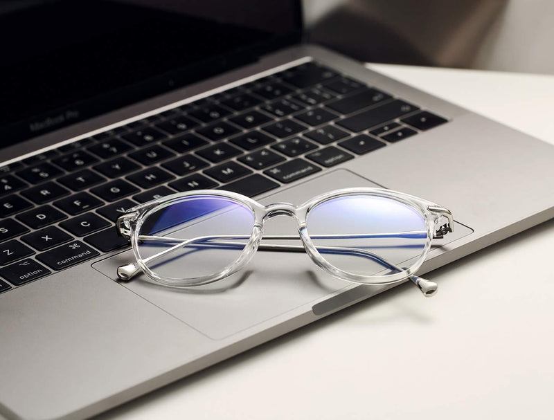 COASION Blue Light Blocking Glasses for Women Vintage Round Anti Blue Ray Computer Game Eyeglasses Small Face A1* Transparent/Silver 48 Millimeters