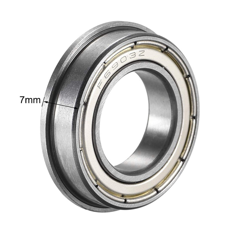 uxcell F6903ZZ Flanged Ball Bearing 17x30x7mm Double Metal Shielded (GCr15) Chrome Steel Bearings 2pcs