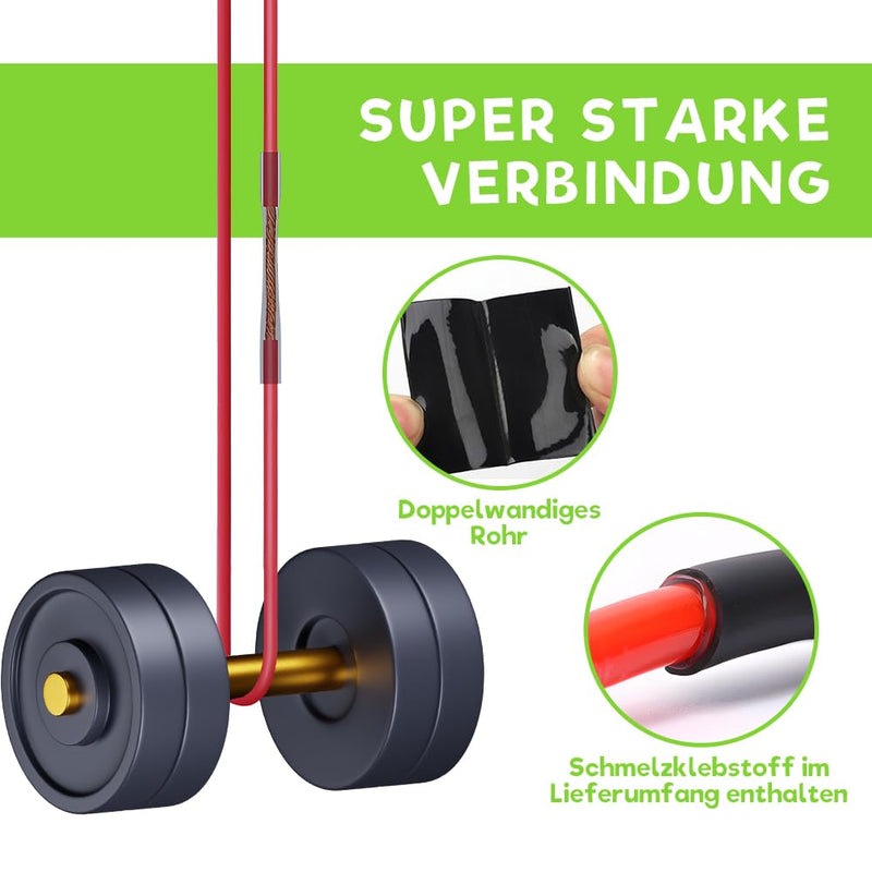 2 pieces 3:1 heat shrink tube, Ø15.4 mm & 2 m length, heat shrink tubes with adhesive, waterproof and insulating, heat shrink tube sold by the meter for cable insulation, marking, cable bundling, repairs (black + red) Ø15.4 mm & 2 m