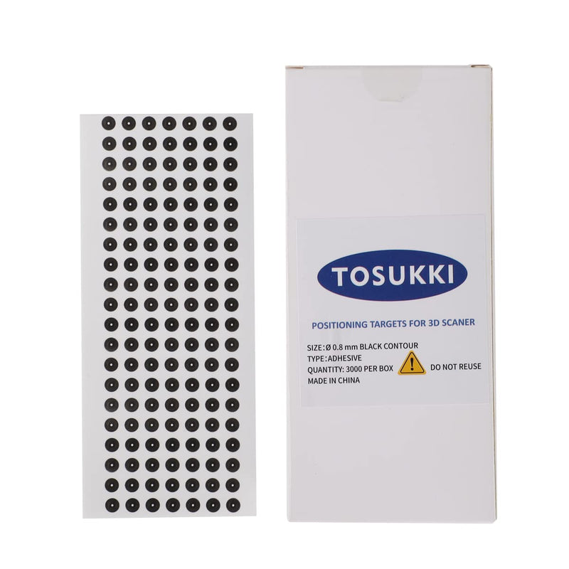 TOSUKKI 3mm/1.5mm/0.8mm/0.4mm Positioning Targets for 3D Scaner,Reference Point Markers/Reflection Markers for 3D Scaning（3000 PER Box） Ø3mm