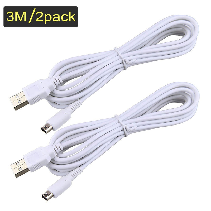 [2 Pack] Akwox 3M/10FT USB Charger Power Cable Compatible with for 3DS XL, 3DS, DSi XL,New 2DS XL, DSi, New 3DS XL