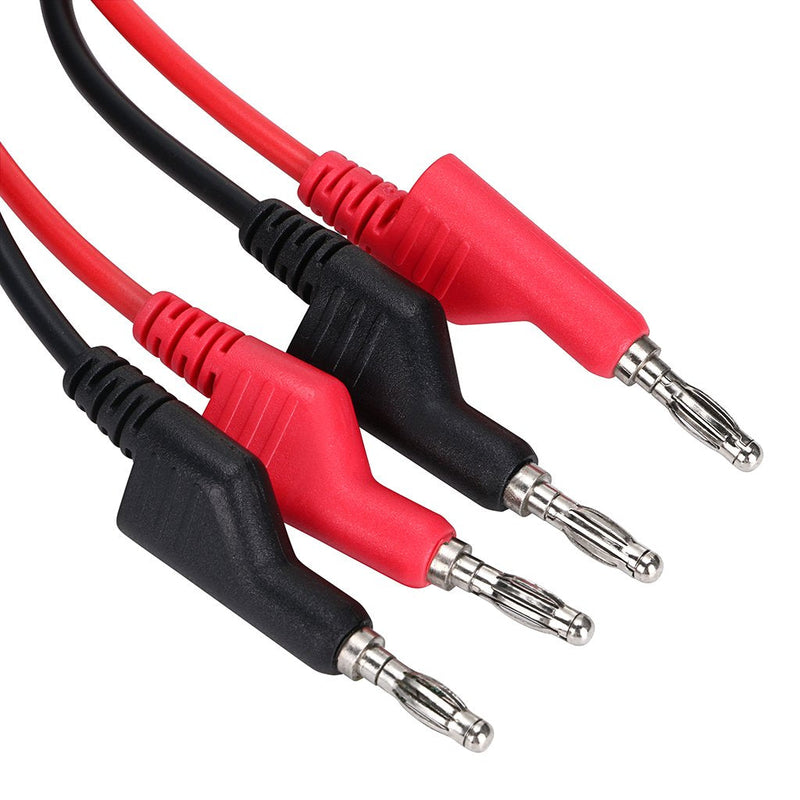 Sumnacon Stackable Banana Plug Alligator Clip Pure Copper Fork Test Lead, 3.3 ft Multimeter Flexible Test Lead Wire Cable With Protective Jack Copper Clamps For Electrical Testing