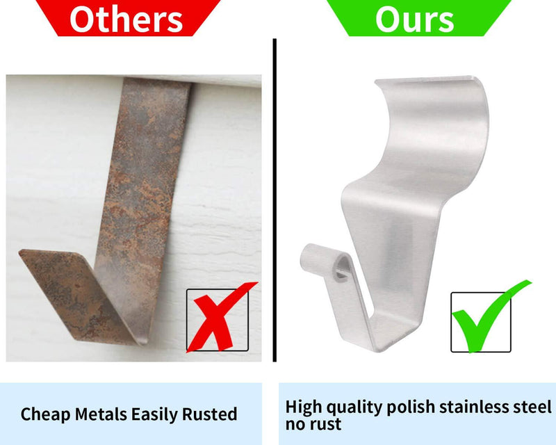 Vinyl Siding Hooks (10 Pack), Heavy Duty Stainless Steel Low Profile No Hole Hanger 10