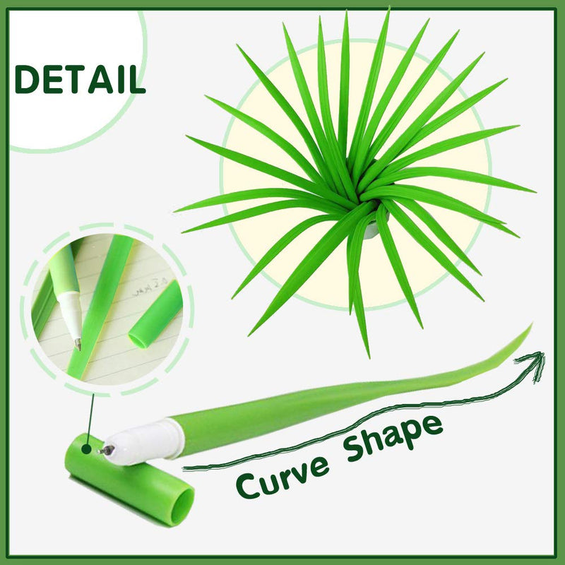 Youdepot writing pens, school supplies,Green Leaf Like Grass-Blade Silicone Pens Neutral Pen With Cover and Pen Holder, Easy Flow Black Ink, Pack Of 25