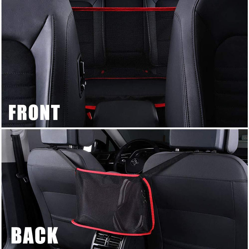 QBUC Car Net Pocket Handbag Holder, Mesh Cargo Car Storage Universal Storage Bag for Handbag Bag (Red) C: RED-NET