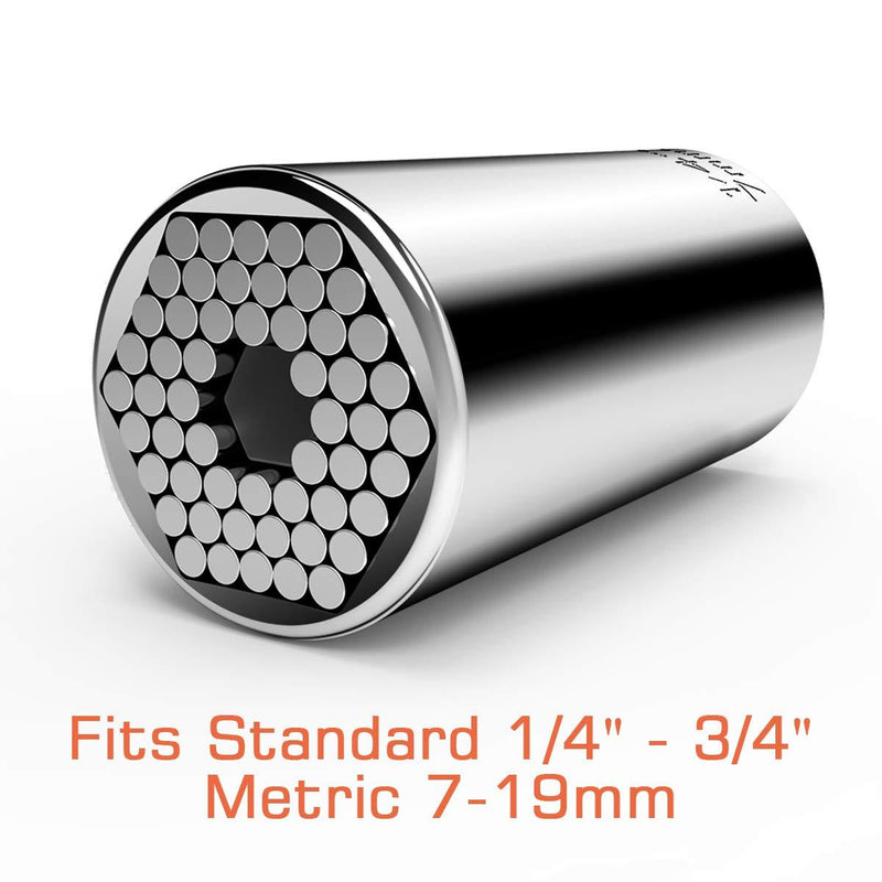 Universal Socket, Self-adjusting Socket Fits Standard 1/4'' - 3/4'' Metric 7mm-19mm, Adapter Socket for Wrench Ratchet & Power Drill, Tools Gifts for Men Him Husband Dad Father DIY Handyman Women S Standard 1/4'' - 3/4'', Metric 7mm-19mm