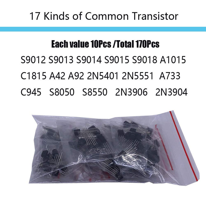 MOGAOPI electronic component kit & a total of 1390 pieces, LED diodes, metal film resistors, electrolytic capacitor package, diodes, ceramic capacitors, transistor assortment box