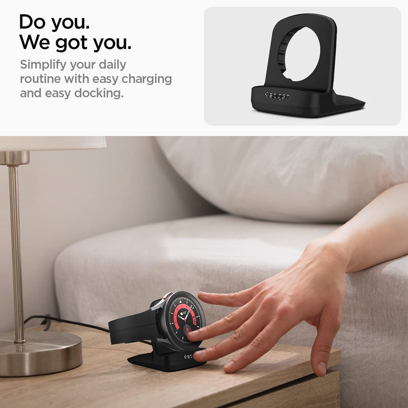 Spigen S353 Designed for Galaxy Watch5 Charger Stand (40, 44mm) / Galaxy Watch5 Pro 45mm Stand - Black