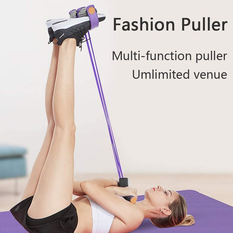 FateFan Multifunction Tension Rope, 6-Tube Elastic Yoga Pedal Puller Resistance Band, Natural Latex Tension Rope Fitness Equipment, for Abdomen/Waist/Arm/Leg Stretching Slimming Training Purple