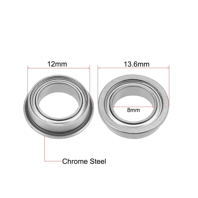 uxcell MF128ZZ Flange Ball Bearing 8x12x3.5mm Shielded Chrome Bearings 5pcs