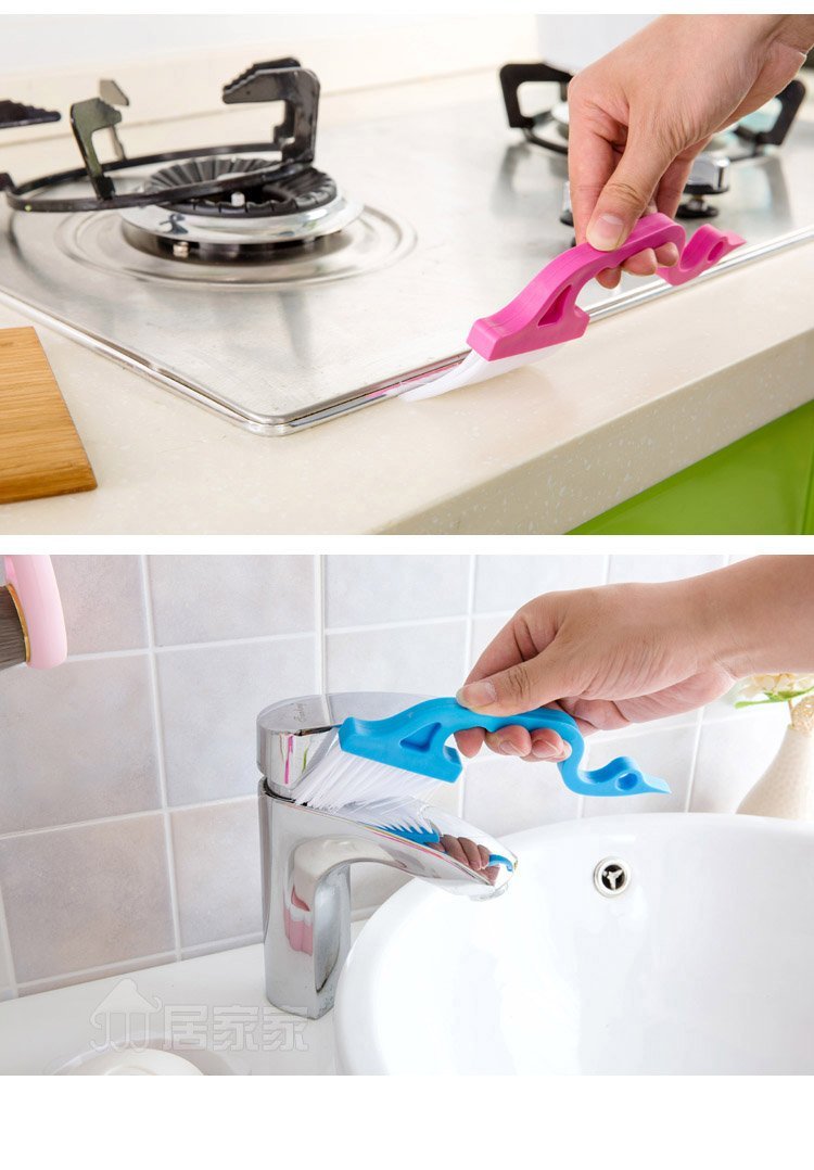 Rienar 2pcs Window Track Cleaning Brushes, Hand-held Groove Gap Cleaning Tools Door Track Kitchen Cleaning Brushes Set(Blue)