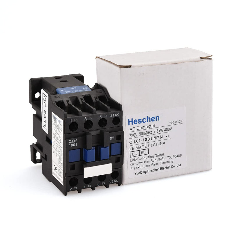 Heschen AC contactor CJX2-1801 220V 50/60Hz coil 3P 3-pole normally closed Ie 18A Ue 380V