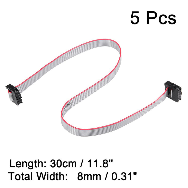 uxcell IDC 8 Pins Connector Flat Ribbon Cable Female Connector Length 30cm 2mm Pitch,5pcs