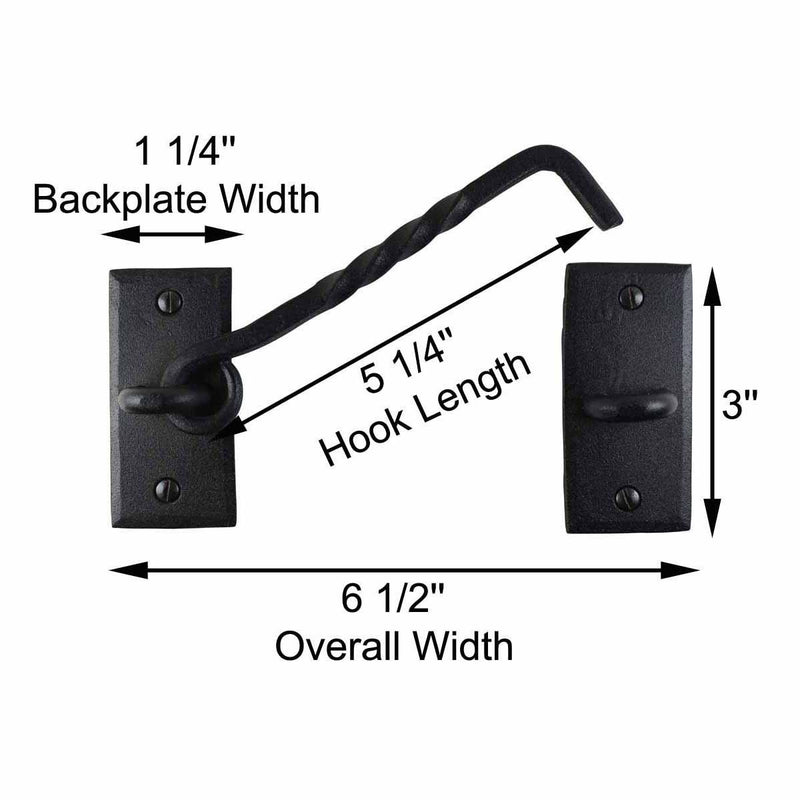 Renovator's Supply Wrought Iron Cabin Hook Black Rustproof Finish 6 in.