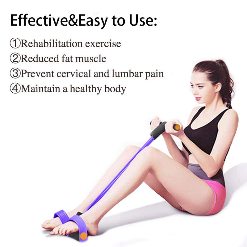 FateFan Multifunction Tension Rope, 6-Tube Elastic Yoga Pedal Puller Resistance Band, Natural Latex Tension Rope Fitness Equipment, for Abdomen/Waist/Arm/Leg Stretching Slimming Training Purple