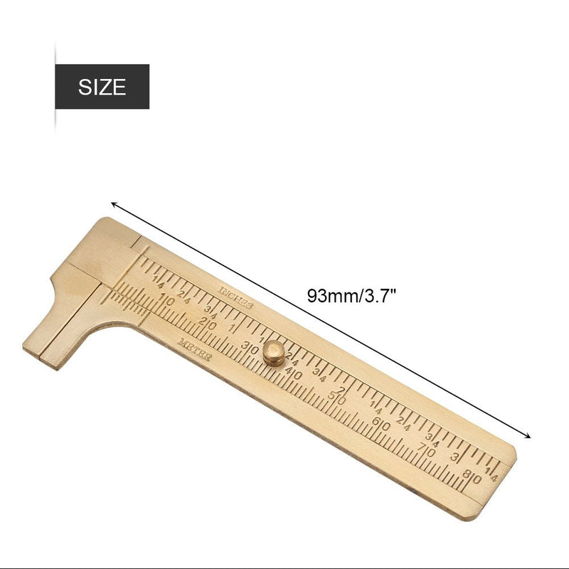 Brass Sliding Vernier Caliper Delaman Double Scales Ruler, mm/inch, Measuring Tool for Inside, Outside, Depth and Step (80mm)