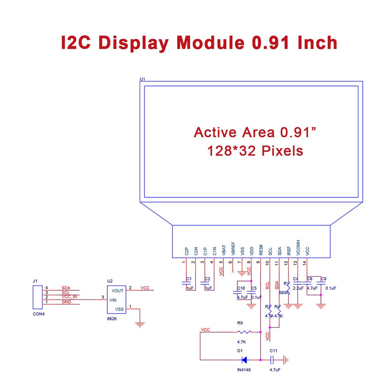 5 Pcs 0.91 Inch I2C OLED Display Module I2C OLED Screen Driver DC 3.3V~5V Compatible with Arduino (White Display Color)