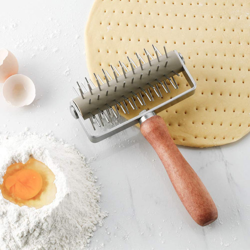 AMPSEVEN Pizza Dough Tool Stainless Steel Dough Docker Roller for Pizza Cake Pie Homemade Baking