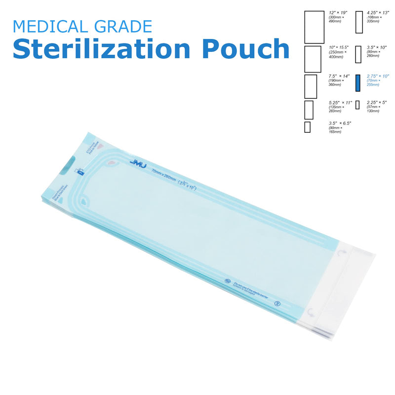 JMU 2-3/4"X10" Self Sealing Sterilization Pouches,Pack of 200,Autoclave Sterilizer Bags Dual Indicator for Dental Medical Instrument Cleaning Tools 2.75" x 10"
