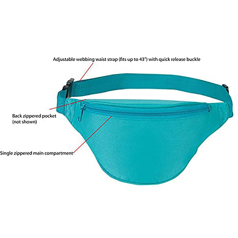 BuyAgain Fanny Pack, Unisex 2 Zipper Quick Release Buckle Travel Sport Running Waist Fanny Pack Teal