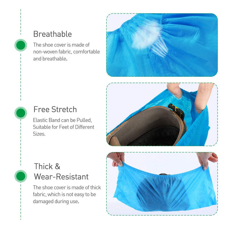 Shoe Covers Disposable Non Slip, squish 100 Pack (50 Pairs) Non Woven Fabric Boot Covers for Indoors Breathable Slip Resistant Durable Boot&Shoes Cover, One Size Fits All 100pcs