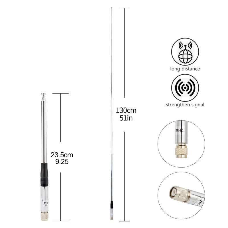 UAYESOK Telescopic 27MHz CB Antenna TNC Connector Upgrade for President Randy, Randy II FCC Handheld Cb Radio