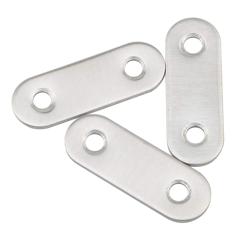 Pxyelec 1.85 inch 2 Holes Stainless Steel Flat Mending Repair Plate Bracket Connector, Flat Straight Brace Fixing Repair Plated Joint Bracket Pack of 20