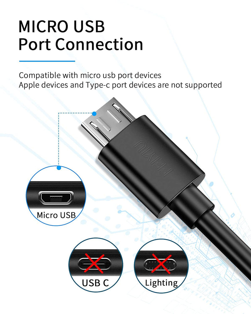 Micro USB Charger Charging Cable Cord Compatible for Ring Wi-Fi Enabled Video Doorbell (2020 Release) 2/3/3 Plus/4, Peephole Cam, Camera Battery Spotlight Cam Battery Solar Battery Power Cable Black
