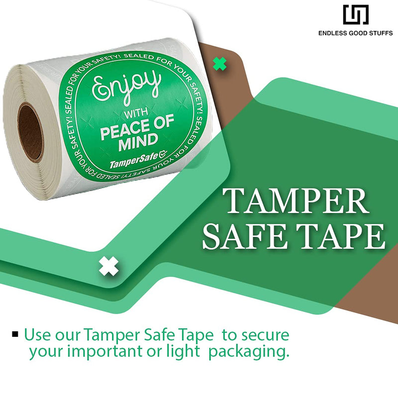 Endless Goods Stuff -TamperSafe 3" Enjoy with Peace of Mind Round Green and Black Paper Tamper-Evident Label (Green)