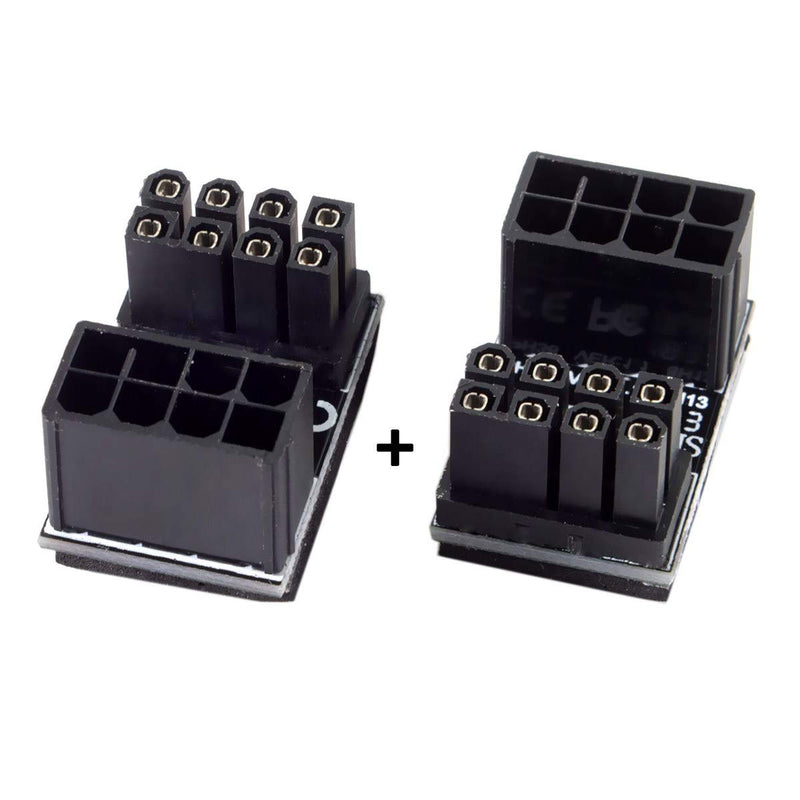 CY ATX 8Pin Female to 8pin Male 180 Degree Angled Adapter for Desktops Graphics Card 8PIN-8PIN*2
