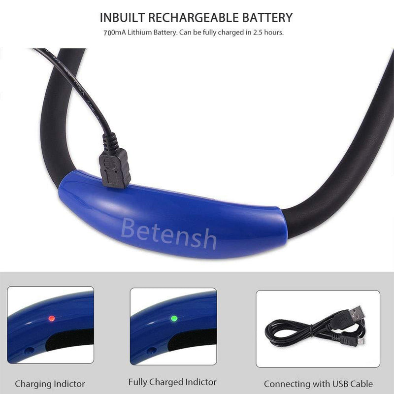 Rechargeable LED Book Light, Neck Hug Reading Lights for reading in Bed, Hand-Free Super Flexible, 3 Adjustable Brightness Levels, Perfect for Bookworms, Kids, Reading In Car, Crafts Blue