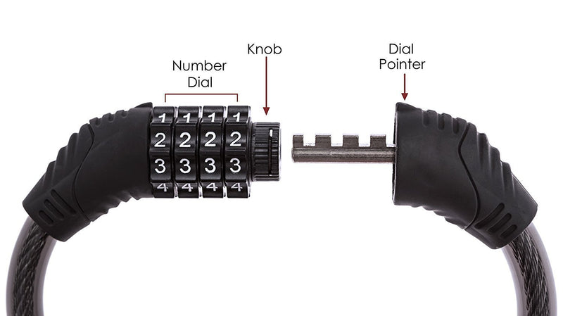 Sanwo Security Bike Lock 4 Digit Resettable Combination Cable Lock for Bicycle, 2 Feet x 1/2 Inch Black