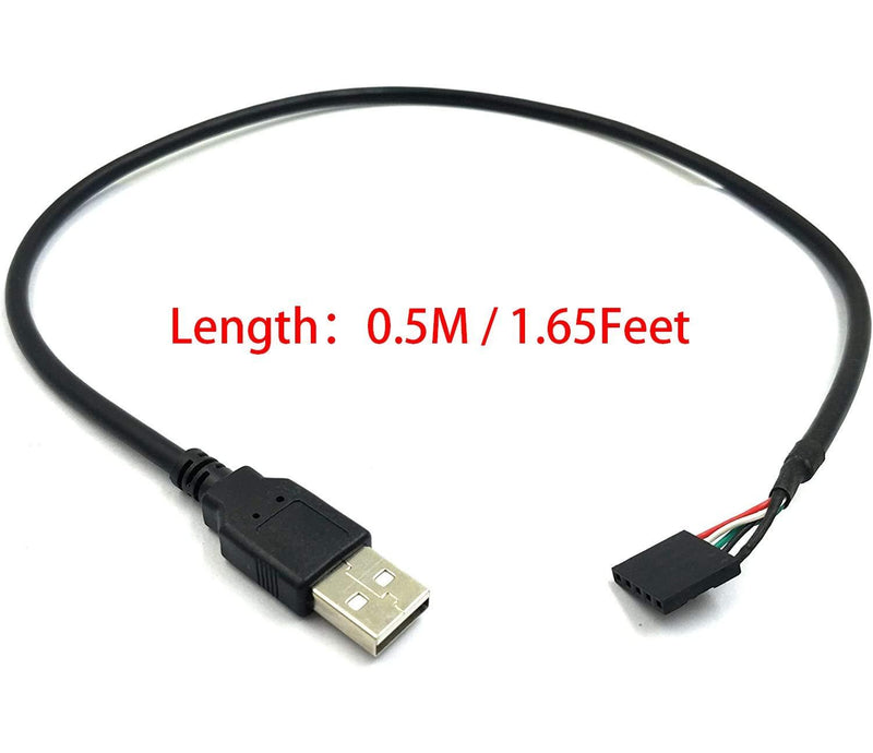 Duttek (2-Pack) 50CM 5 Pin Motherboard Female Header to USB 2.0 Male Adapter Dupont Extender Cable (5Pin/USB M) 5Pin/USB M