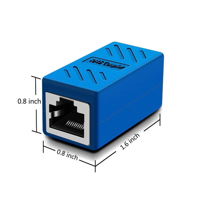 RJ45 Coupler in-Line Coupler Cat7 Cat6 Cat5 Cat5e Network Cable Extender Adapter Support 100BASE-TX (Blue 6 Pack) Blue 6pack